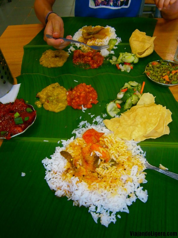 Comida india en Mamak de Malasia